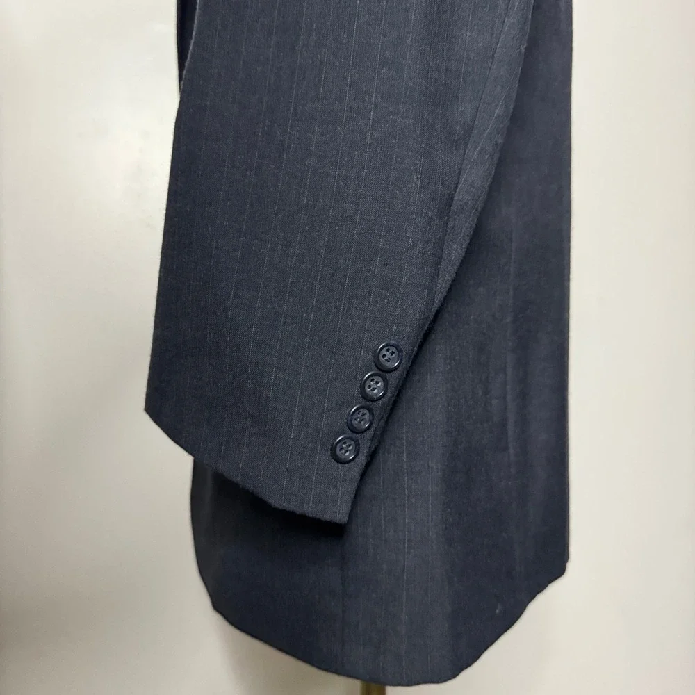 Vintage USA Christian Brooks Men's 44L 36W Wool Pinstripe‎ Two-Piece Suit